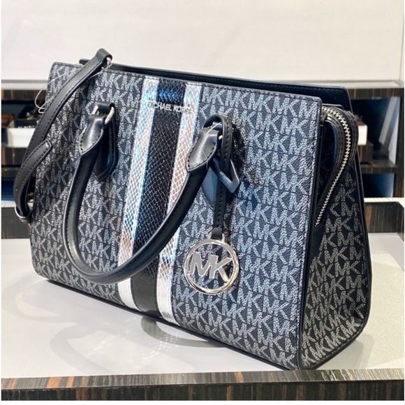 Michael Kors Sheila MediumSignature Logo and
Metallic Satchel Crossbody - Picture 9 of 12